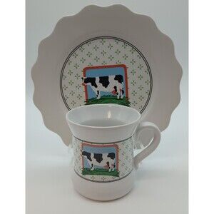 Vintage Vandor Collection Pelzman Designs Cow Plate And Mug Barnyard